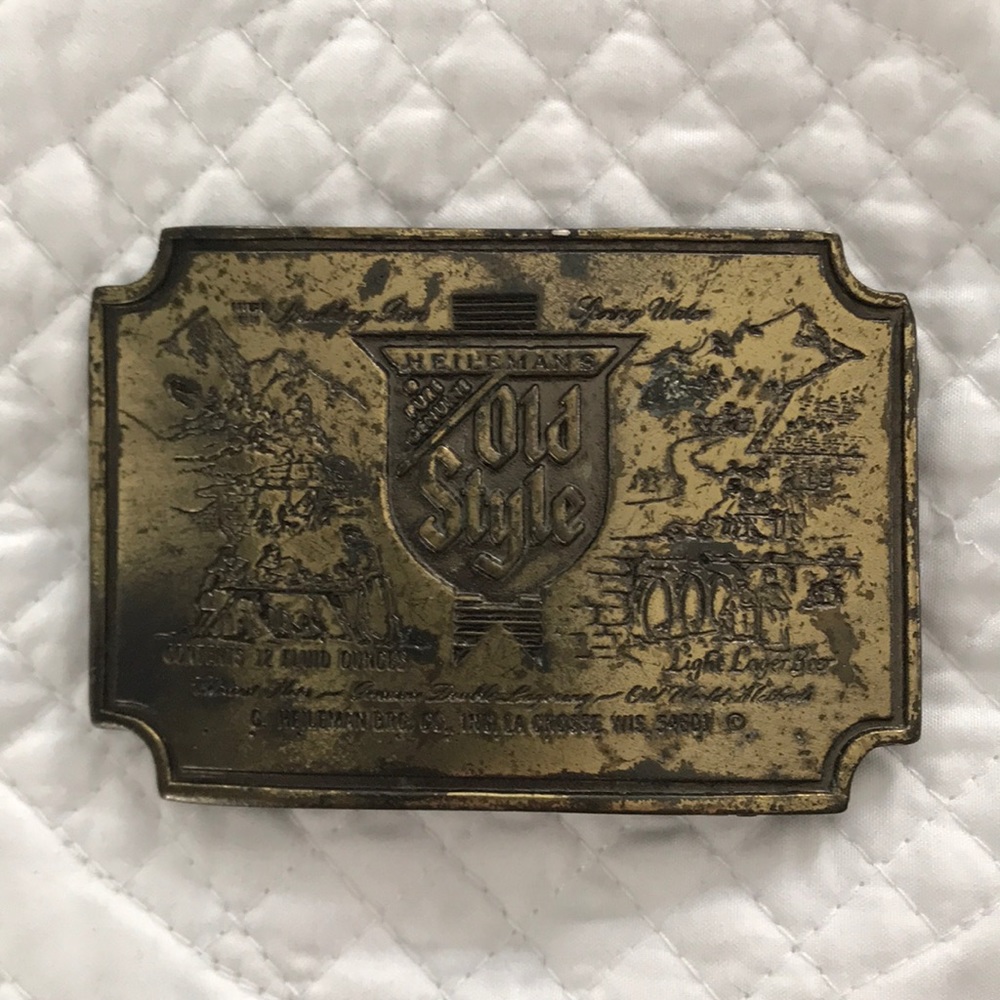 Vintage Old Style beer belt buckle - Shameless